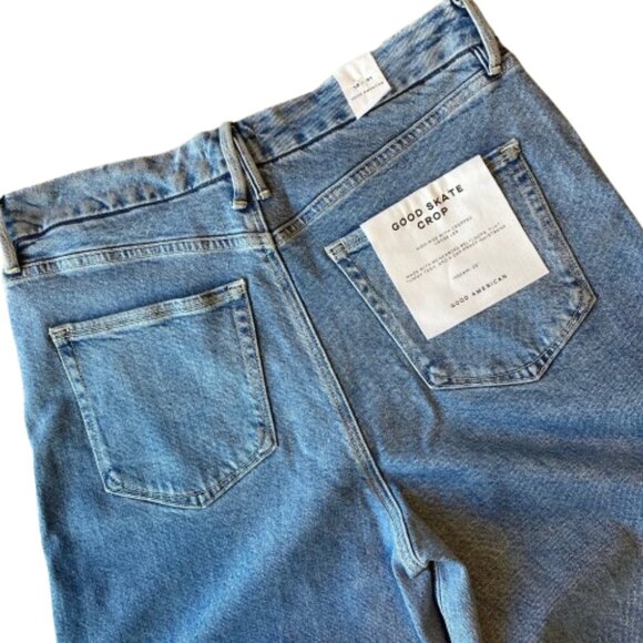 Good American Good Skate Crop High Rise Wide Leg Jeans 12 Indigo NWT - Picture 10 of 11